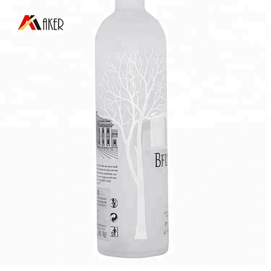 750ml empty round shape wine bottle custom luxury frosted clear glass vodka bottle manufacturers with cork