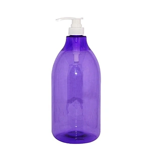 Factory price empty purple round 2l plastic pet shampoo bottle manufacturer with lotion pump