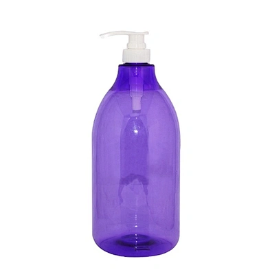 Factory price empty purple round 2l plastic pet shampoo bottle manufacturer with lotion pump