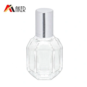 Wholesale hexagonal transparent 10ml roll on glass bottle with glass roller ball for perfume essential oil