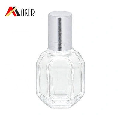 Wholesale hexagonal transparent 10ml roll on glass bottle with glass roller ball for perfume essential oil