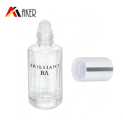 Wholesale 10ml empty clear deodorant perfume glass roll on bottle with glass roller ball