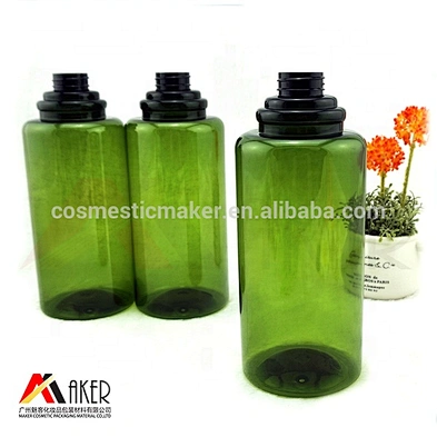 Green Amber plastic empty 1 liter PET luxury shampoo bottle packaging