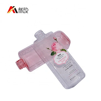 Hottest design 300ml square PET plastic cosmetic body lotion bottle with engraving flower
