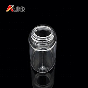 China wholesale empty 70ml clear oval shape cosmetic PETG plastic baby talcum powder bottle with screw cap and sifter