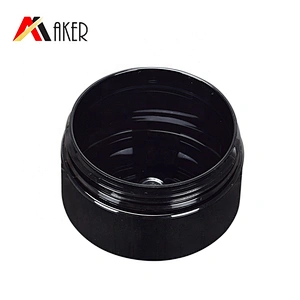 Wholesale empty black 80ml 100ml PET plastic cosmetic face cream jar packaging with black plastic screw cap and white liner