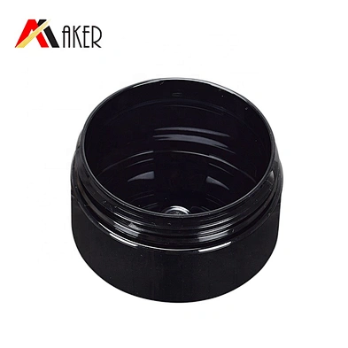Wholesale empty black 80ml 100ml PET plastic cosmetic face cream jar packaging with black plastic screw cap and white liner