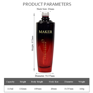 wholesale black gradient red 100ml cosmetic packaging personal skin care face hand cream lotion pump glass bottle