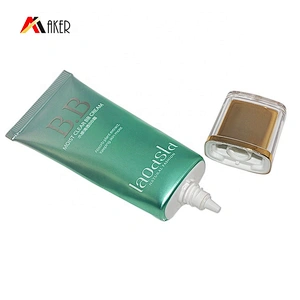 Wholesale green 40ml cosmetic BB CC cream plastic laminated aluminum tube packaging with acliry screw cap