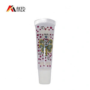 10g clear empty plastic cosmetic lip gloss squeeze containers tube packaging with screw cap