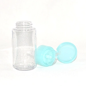 2020 New arrival factory supply push type 100ml empty clear PET plastic facial makeup remover bottle packaging