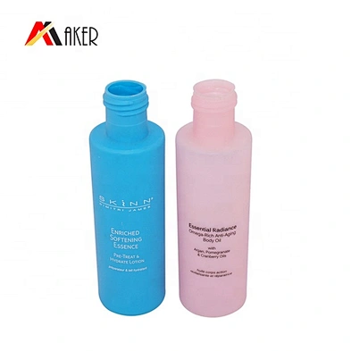 Wholesale rubber touch effect 120ml blue round cosmetic HDPE plastic bottle with screw cap