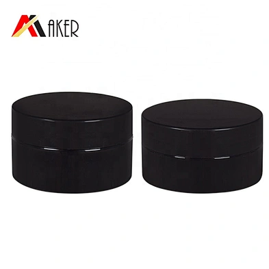 Wholesale empty black 80ml 100ml PET plastic cosmetic face cream jar packaging with black plastic screw cap and white liner
