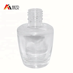 wholesale empty clear 15ml oval nail polish glass bottle with black brush screw cap