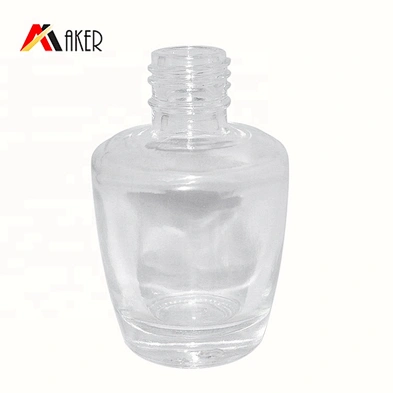 wholesale empty clear 15ml oval nail polish glass bottle with black brush screw cap