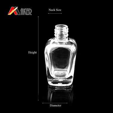 Wholesale custom shape clear empty 15ml nail polish glass bottle with brush