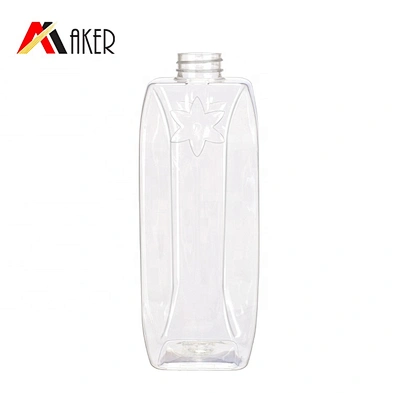 Special square clear 1000ml PET plastic cosmetic body wash lotion bottle with lotion pump