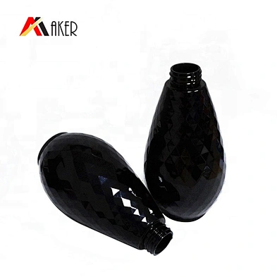 Wholesale unique shaped 500ml Black shampoo PET plastic bottle with lotion pump
