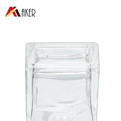 Empty clear 15 ml square oil perfume roll on glass bottle with gold aluminum cap