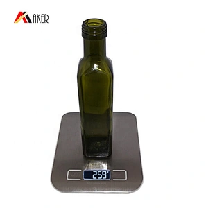 Wholesale 250ml dark green square glass olive oil bottle with aluminum screw cap and inner seal