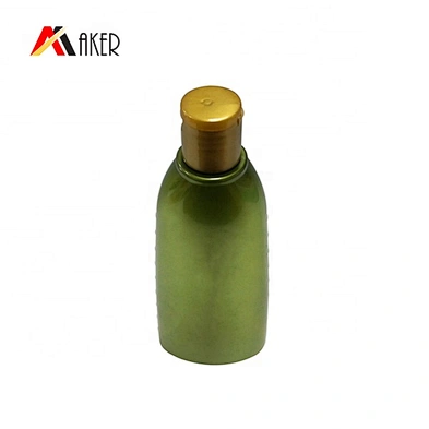 factory price 400ml body cream green flat shape PET plastic shampoo bottle with flip top cap