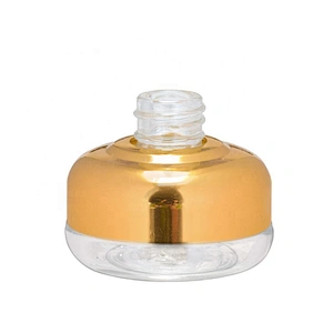 Luxury round clear 20ml cosmetic glass dropper lotion bottle with gold aluminum covered dropper cap