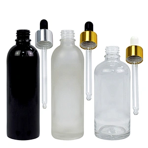 facory wholesale 90ml 100ml 3oz black clear transparent frost glass bottle for essential oil packaging bottle