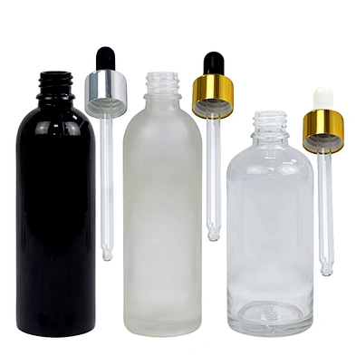 facory wholesale 90ml 100ml 3oz black clear transparent frost glass bottle for essential oil packaging bottle