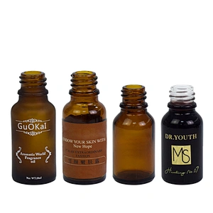 factory price 15ml 20ml amber black dropper hot stamping label personal care packaging small glass oil bottle