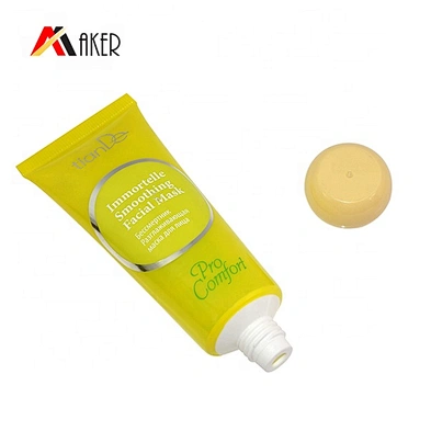 Yellow round plastic cosmetic packaging tube with lid
