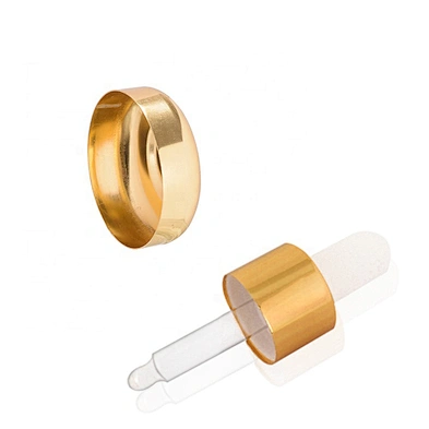 Luxury round clear 20ml cosmetic glass dropper lotion bottle with gold aluminum covered dropper cap