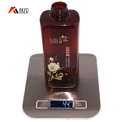 Custom 400ml amber square PET plastic empty shampoo lotion bottle with luxurious gold aluminum covered lotion pump