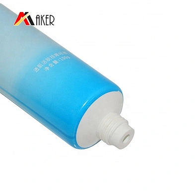 wholesale price round gradient blue 100ml body lotion cosmetic plastic packaging tube with screw cap