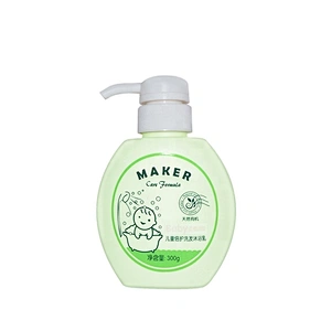 Wholesale manufacturer 300ml light green PE plastic baby shampoo lotion bottle packaging with lotion pump
