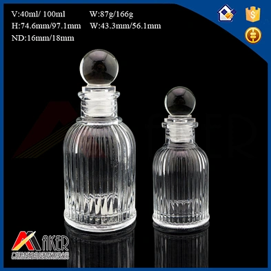 Factory wholesale 40ml 100ml cylinder shaped aroma glass diffuser bottle