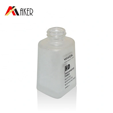 New design 30ml frosted square glass lotion bottle facial toner bottle with black plastic cream pump and whole cover
