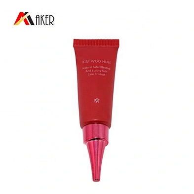 empty 10g red hot stamping eye cream cosmetic plastic LDPE tube packaging with collapsible long head