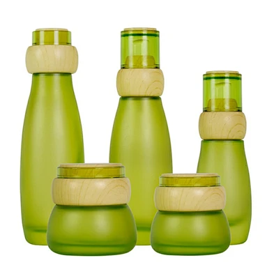 factoty custom luxury personal care jar and bottle skin care packaging lotion cream glass wood jar and bottle