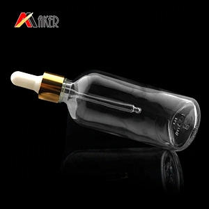 Empty 100ml Clear Boston Round Cosmetic Essential Oil Glass Dropper Bottle Screen Printing Personal Care