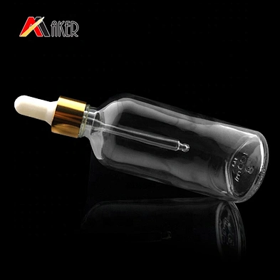 Empty 100ml Clear Boston Round Cosmetic Essential Oil Glass Dropper Bottle Screen Printing Personal Care