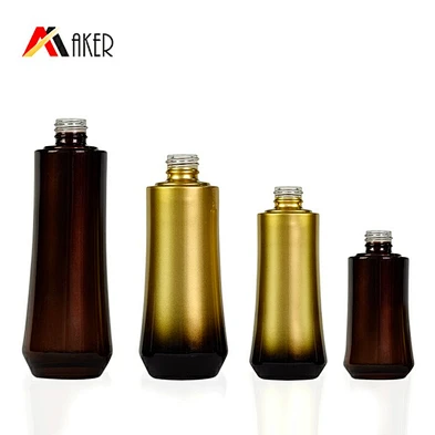 Wholesale 30ml 60ml 100ml 120ml  Black Gradient Gold Cosmetic Skincare Lotion Glass Container Set