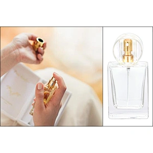 New wholesale high quality empty crystal white square shape 30ml perfume glass bottle