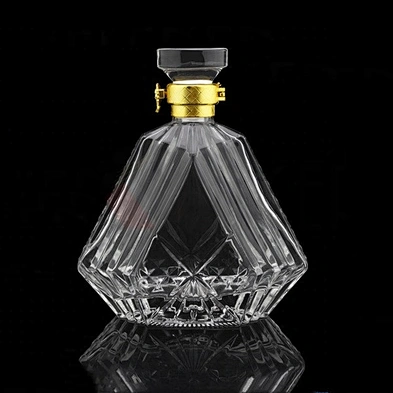 500ml clear empty XO brandy glass wine bottle packaging with round glass top rubber stopper