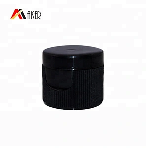 China wholesale 20/410 black plastic flip top cap with ribbed