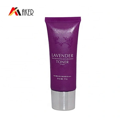 custom luxury empty purple oval soft plastic cosmetic hand cream packaging tube with screw lid