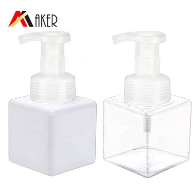 Cosmetic Hand Wash Liquid Soap Botte PET Plastic in Stock Square White and Clear 250ml Shampoo Screen Printing Personal Care
