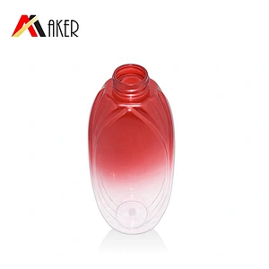 New arrival 750ml gradient red PET plastic cosmetic shampoo lotion bottle with black plastic lotion pump