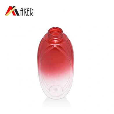 New arrival 750ml gradient red PET plastic cosmetic shampoo lotion bottle with black plastic lotion pump