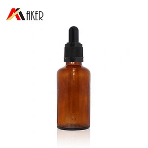 Factory price 30ml 1oz round semi-transparent amber glass serum essential oil dropper bottle