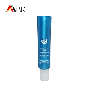 Luxury empty 10ml round pearl blue plastic cream cosmetic tubes packaging with screw cap